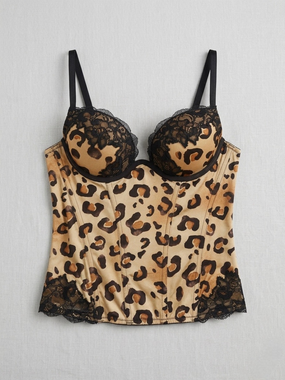 La SENZA Leopard Lace Bustier - Black and Brown - Picture 1 of 4